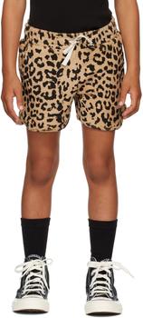 商品Kids Brown Leopard Towel Shorts图片