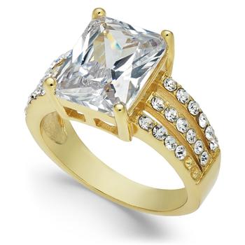 商品Gold Plate Emerald-Cut Crystal Triple-Row Ring, Created for Macy's图片