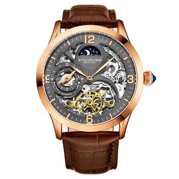 Stuhrling | Men's Brown Leather Strap Watch 45mm商品图片,7折