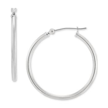 商品Macy's | Polished Tube Medium Hoop Earrings in 10k White Gold, 28mm,商家Macy's,价格¥454图片