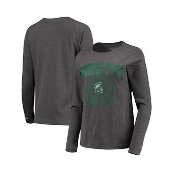 CHAMPION | Women's Heathered Charcoal Michigan State Spartans University Laurels Long Sleeve T-shirt商品图片,