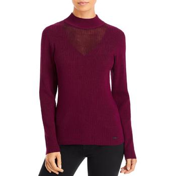 Tahari | T Tahari Womens Ribbed Knit Illusion Mock Turtleneck Sweater商品图片,4.1折, 独家减免邮费