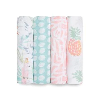 aden + anais | Baby Girls Tropical Swaddle Blankets, Pack of 4 