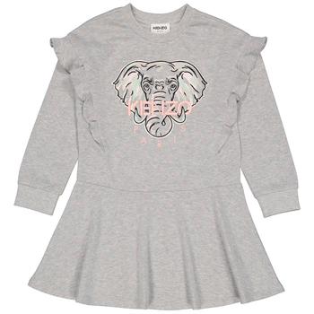 Kenzo | Kenzo Kids Grey Graphic-print Ruffled Sweater Dress, Size 8Y商品图片,3折