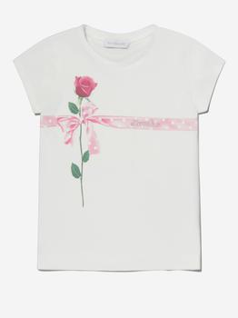推荐Monnalisa Cream Girls Cotton Jersey Rose Print T-Shirt商品