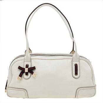 古驰托特包, [二手商品] Gucci | Gucci White Leather Web Bow Bowling Bag商品图片 8.2折, 满1件减$100, 满减