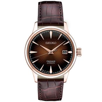 Seiko | Men's Automatic Presage Brown Leather Strap Watch 40.5mm商品图片,