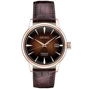 Men's Automatic Presage Brown Leather Strap Watch 40.5mm