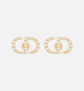 Dior | DIOR 女士金色饰面金属饰有白色树脂珍珠CD耳钉 E1742PTCRS-D301商品图片,独家减免邮费