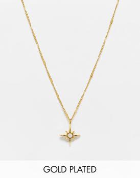 商品Orelia 18K gold plated necklace with pearl starburst pendant,商家ASOS,价格¥212图片