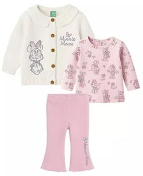 Disney | Baby Girls 3-Piece Minnie Mouse Cardigan, Top and Pants Set,商家Macy's,价格¥248