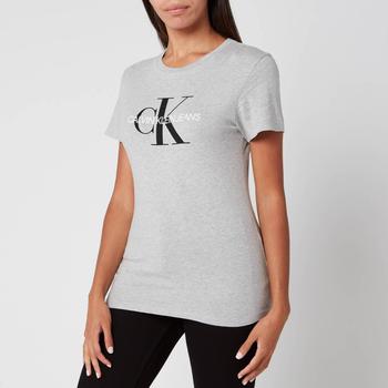 推荐Calvin Klein Jeans Women's Core Monogram Logo Regular Fit T-Shirt - Light Grey Heather商品