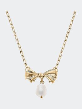 商品Cici Bow & Pearl Pendant Necklace Worn Gold,商家Verishop,价格¥220图片