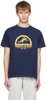 Sporty & Rich | Navy Fun Track T-Shirt商品图片,8折