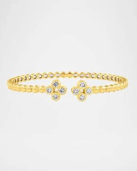 Cassidy Diamonds | 18K Yellow Gold Flower-Shaped Eight-Stone Diamond Open Bangle Bracelet,商家Neiman Marcus,价格¥33657