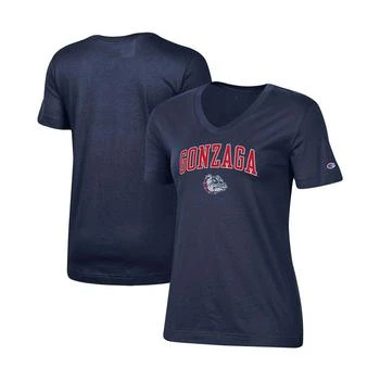 CHAMPION | Women's Navy Gonzaga Bulldogs University Arch Logo V-Neck T-shirt 