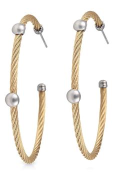 商品18K White Gold & Cable Hoop Earrings图片