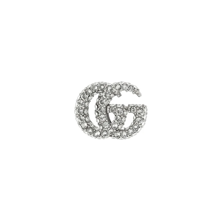 推荐GUCCI/古驰 23新款 Monoloops女士银色金属水晶互扣式GG单只耳环商品