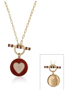 Gabi Rielle推荐, Gabi Rielle | 14K Gold Vermeil Red French Enamel Heart & Toggle Luck Necklace商品图片 4.9折