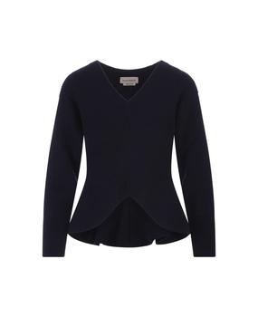 Alexander McQueen | Woman Navy Blue Sweater With Asymmetrical Hem商品图片,