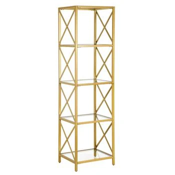 Homezia | 66" Gold Metal And Glass Four Tier Etagere Bookcase,商家Premium Outlets,价格¥2556