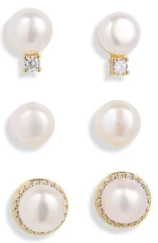 Nordstrom | 3-Pack Assorted Faux Pearl & CZ Stud Earrings,商家Nordstrom Rack,价格¥88