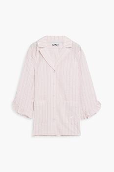 Ganni | Crinkled striped organic cotton-poplin shirt商品图片,4.4折