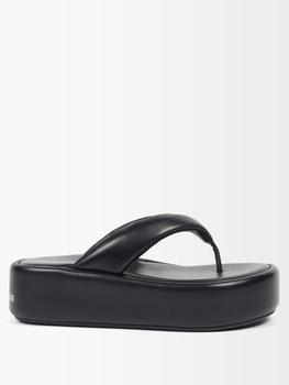 Balenciaga | Rise padded-leather flatform flip flops商品图片,