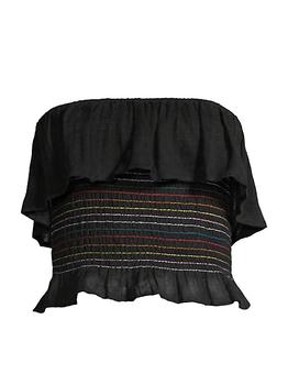 Solid & Striped | Kaia Smocked Strapless Linen Top商品图片,4.9折
