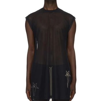 Rick Owens | [预售3天]x Champion 联名款 SS24 3D刺绣五角星徽标罗纹圆领网布背心 男款 黑色,商家AMRAP,价格¥2180