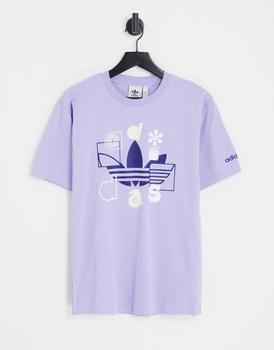 推荐adidas Originals SPRT US trefoil graphics t-shirt in purple商品