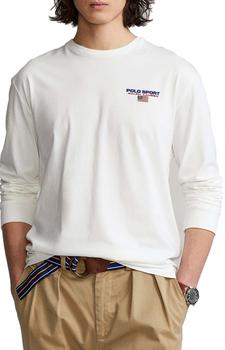 ralph lauren sport, Ralph Lauren | Classic Fit Polo Sport Jersey L/S Shirt - White/Madras商品图片 