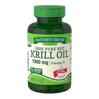 商品Nature's Truth 100% Pure Red Krill Oil 1000 Mg Quick Release Softgels, 60 Ea图片