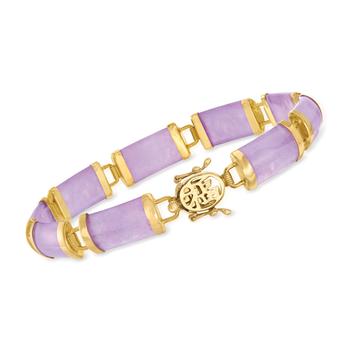 商品Ross-Simons Lavender Jade "Good Fortune" Bracelet in 18kt Gold Over Sterling图片