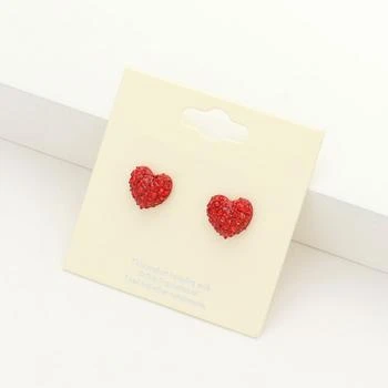 FASHNZFAB | Crystal Pave Heart Stud Earrings - Siam,商家Premium Outlets,价格¥147