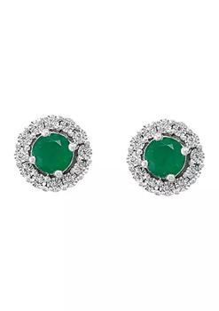 推荐1 ct. t.w. Emerald and 1/10 ct. t.w. Diamond Earrings in Sterling Silver商品