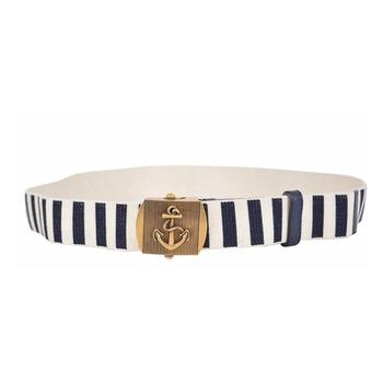 gucci皮带男, Gucci | Gucci Men's Navy / White Fabric Brass Anchor Buckle Striped Belt 375191商品图片 5.9折