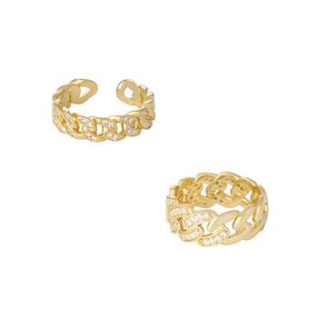 商品Ettika Jewelry | Crystal and Gold Plated Chain Link Ring Set,商家Macy's,价格¥377图片