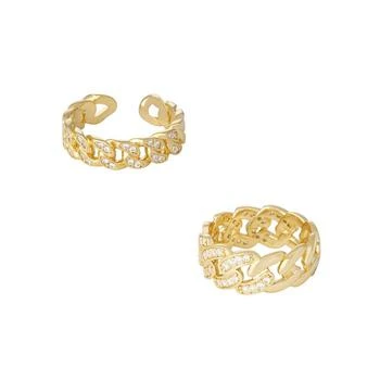 Ettika Jewelry | Crystal and Gold Plated Chain Link Ring Set,商家Macy's,价格¥194