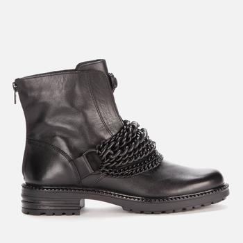 推荐Kurt Geiger London Women's Stefan Drench Leather Biker Boots - Black商品