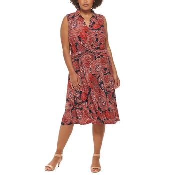 推荐Plus Size Paisley-Print Twist-Front Midi Dress商品