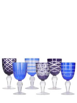 商品POLSPOTTEN | Set Of 6 Cobalt Mix Wine Glasses,商家LUISAVIAROMA,价格¥1397图片