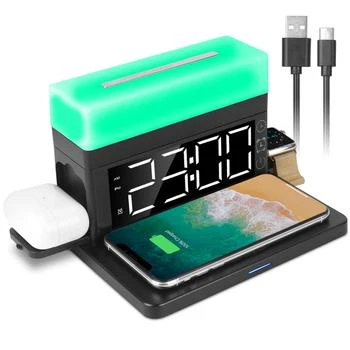 Global Bazaar | 3-in-1 Fast Wireless Charger Dock with Alarm Clock, Dimmable Night Light - iPhone 14/13/12/11/Pro Max/iWatch/AirPods - Multiple Packs,商家Premium Outlets,价格¥628
