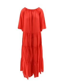 SEMICOUTURE | Cotton and silk dress with flounces 6.4折×额外9.2折, 额外九二折