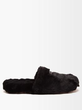 推荐Boo logo-plaque faux-fur slippers商品