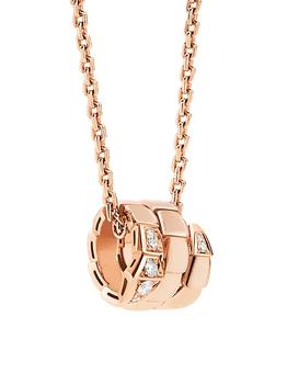 bvlgari项链, BVLGARI | Serpenti Viper 18K Rose Gold & Pavé Diamond Pendant Necklace商品图片 