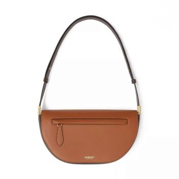 Burberry | 【预售3-7天】BURBERRY/博柏利 2020秋冬秀款Olympia系列 暖棕褐色滑面小牛皮半月包腋下包单肩包商品图片,8折, 包邮包税