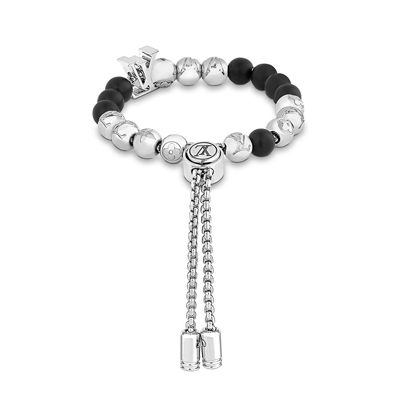 商品【预售3-7天】路易威登22新款Beads系列黑色/银色徽标字母饰物串珠手链M00512图片