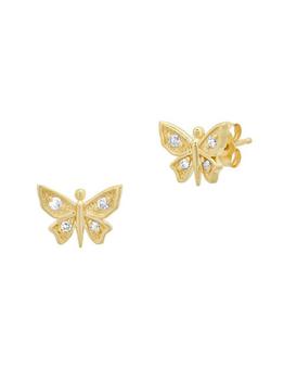 商品14K Yellow Gold & 0.20 TCW Mini Diamond Butterfly Stud Earrings图片