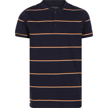 推荐Logo striped polo shirt in dark navy and orange商品